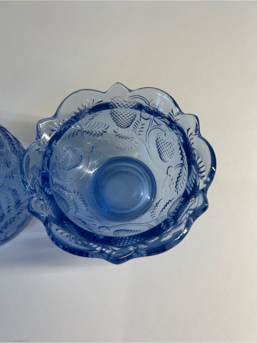 Fenton Provinical Blue Inverted Strawberry Fairy Lamp Vintage MCM - Picture 7 of 10